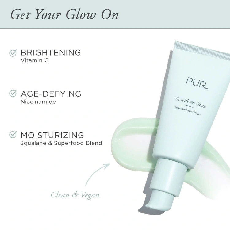 PUR Go with the Glow Niacinamide Drops 30ml met vitamine C en superfood-blend, voor een stralende huid.