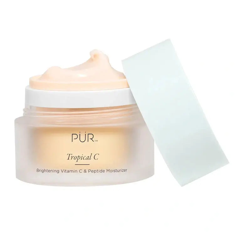 PUR Tropical C Brightening Vitamin C & Peptide Moisturizer 50ml in een glazen pot met zachte crème textuur