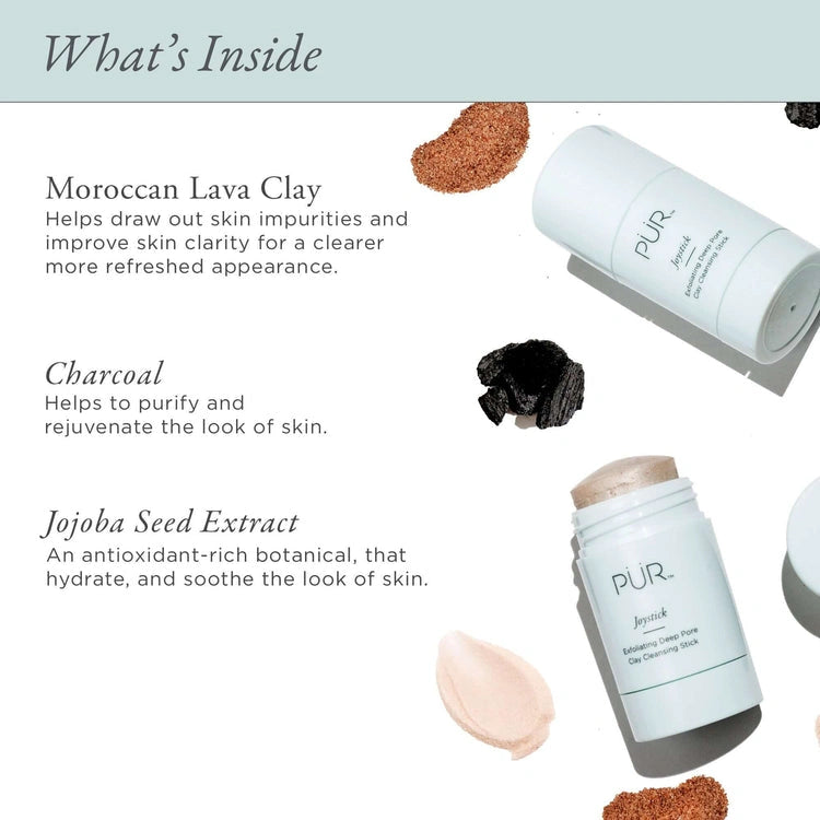 PUR Joystick Deep Pore Clay Cleansing Stick 50ml met Marokkaanse lavaklei, houtskool en jojoba-extract