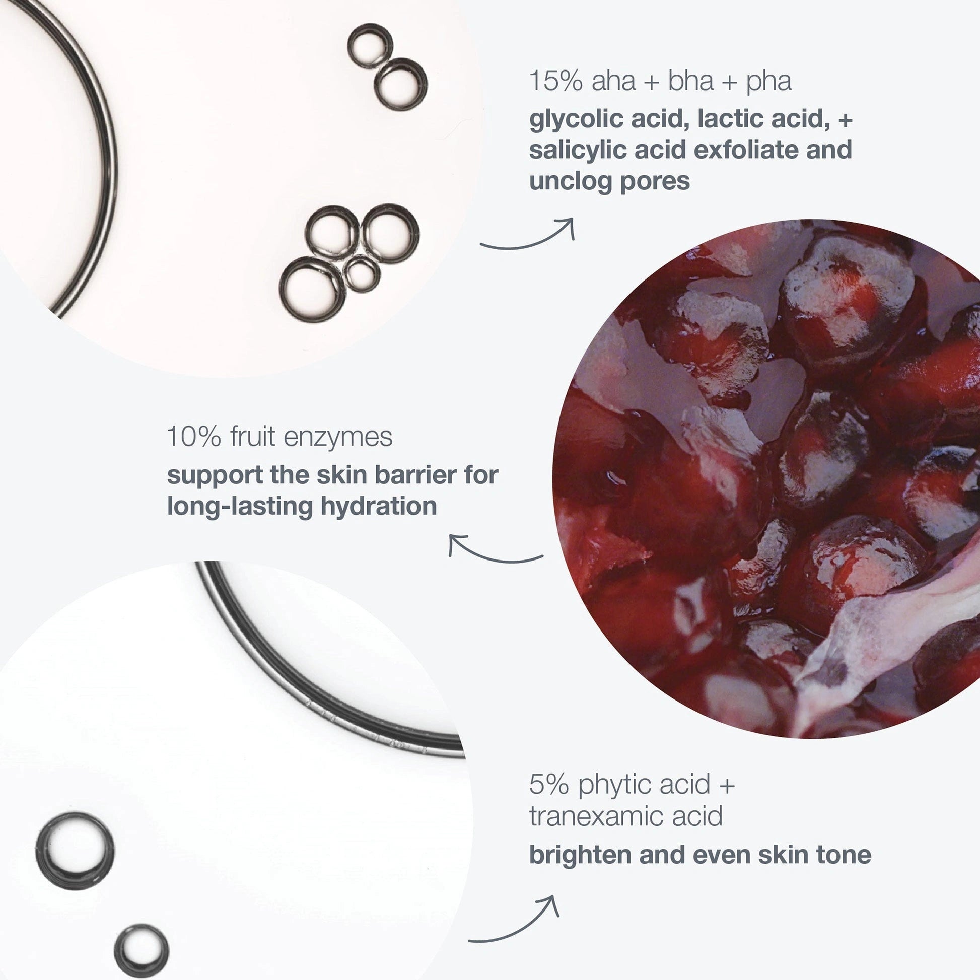 Dermalogica Liquid Peelfoliant 59ml ingrediënten overzicht met AHA, BHA, PHA en fruitenzymen voor een stralende huid.