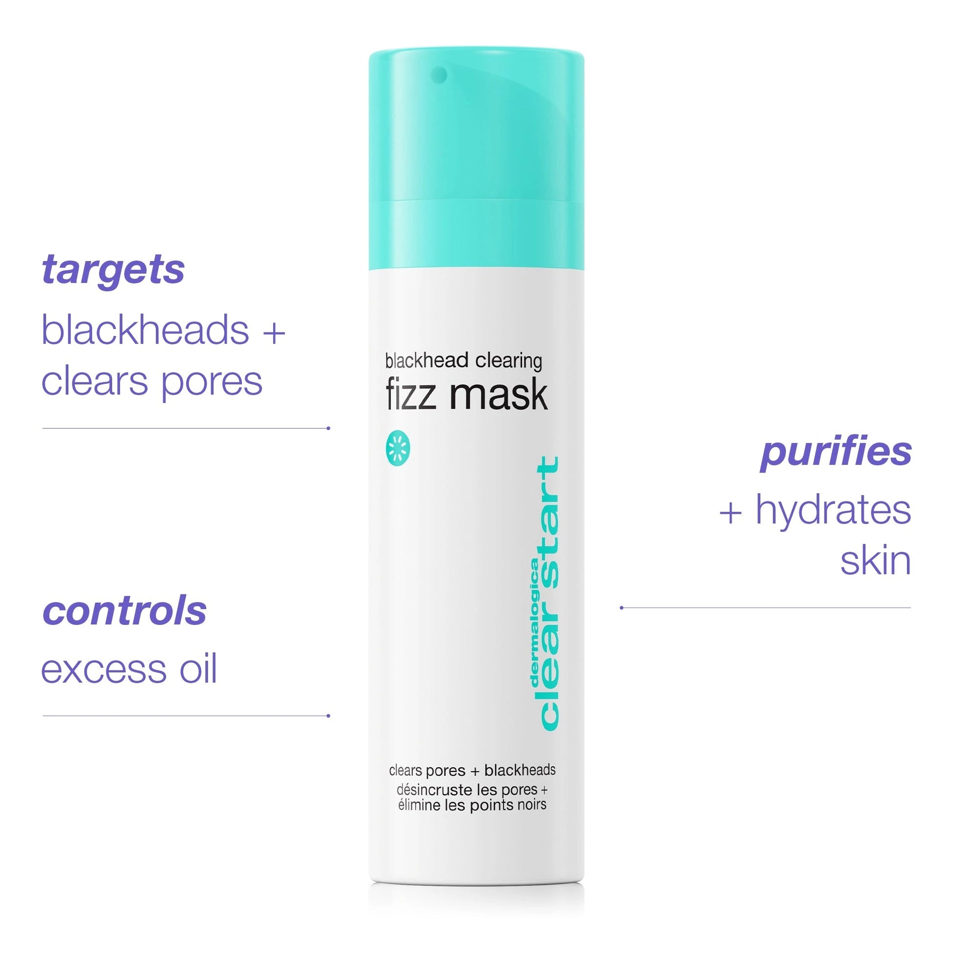 Dermalogica Blackhead Clearing Fizz Masque 50ml met frisse verpakking, gericht op mee-eters en het reinigen van poriën.