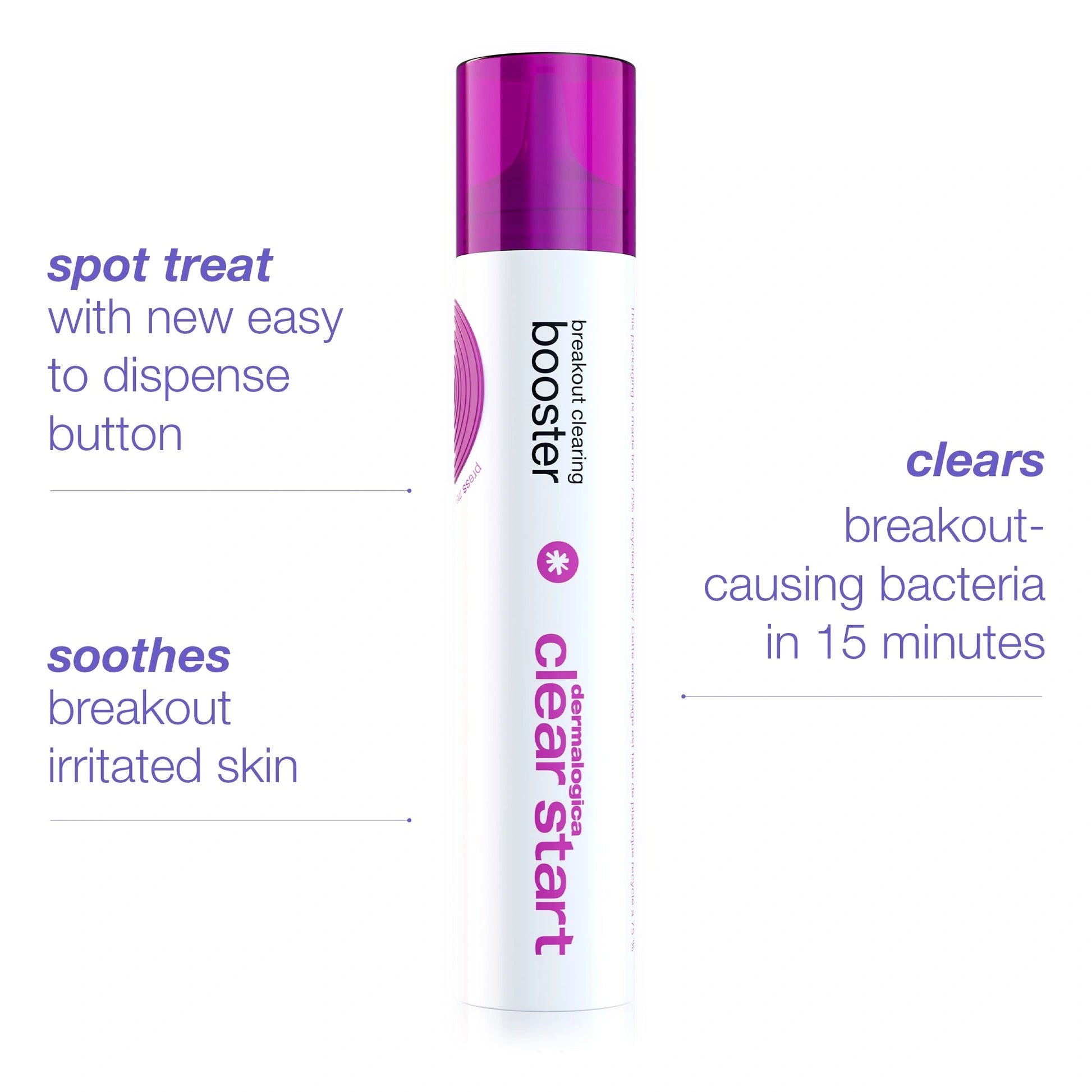 Dermalogica Breakout Clearing Booster 30ml met nieuwe dispenserknop voor snel spot treatment en het verhelpen van puistjes.