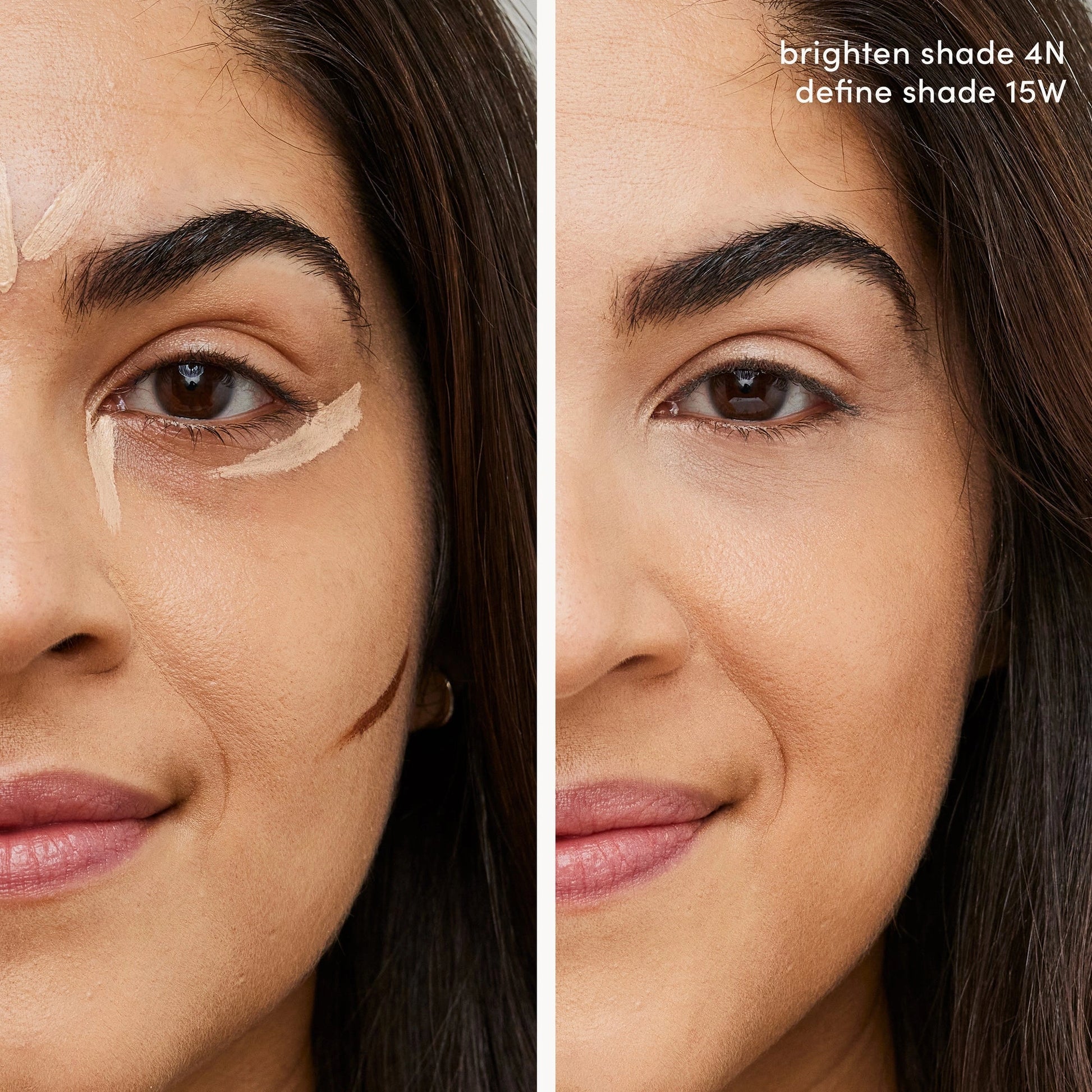 Jane Iredale PureMatch Liquid Concealer 4N Light 5ml, close-up van concealer applicatie onder de ogen, product gebruik in beautyroutine.