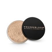 Youngblood Natural Loose Mineral Foundation Barely Beige 10g in een open pot met warme poedertextuur