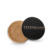 Youngblood Natural Loose Mineral Foundation Rose Beige 10g in zwarte pot, fijne textuur voor een stralende teint.